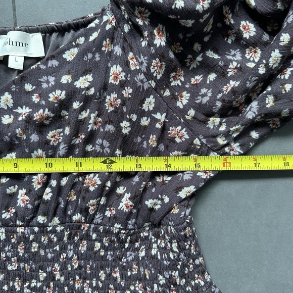 Bohme Midi Flowy Dress Purple Ditsy Floral Ruffle Western Boho Prairie Large - Picture 6 of 9